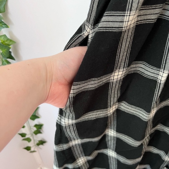 Knox rose Black Plaid Dress Long Sleeve Casual Lagenlook Boho - Picture 5 of 7
